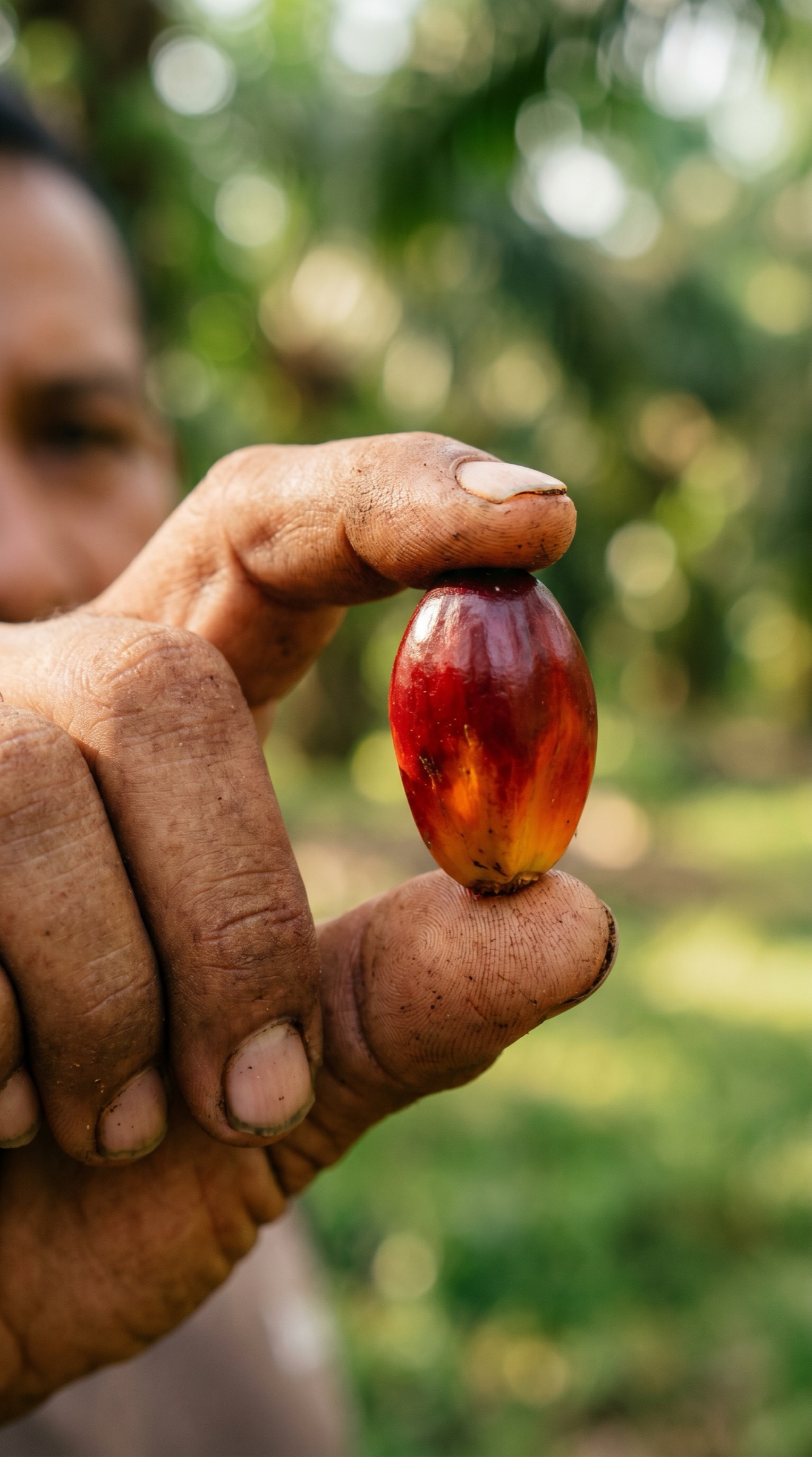 Close-up of Colombian oil palm fruit